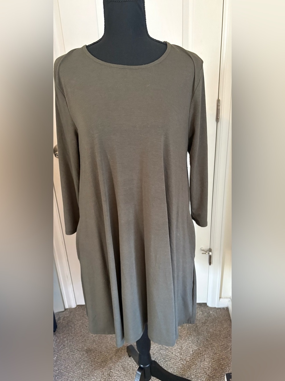 Zenana Outfitters Olive Green Long Sleeve Swing Dress